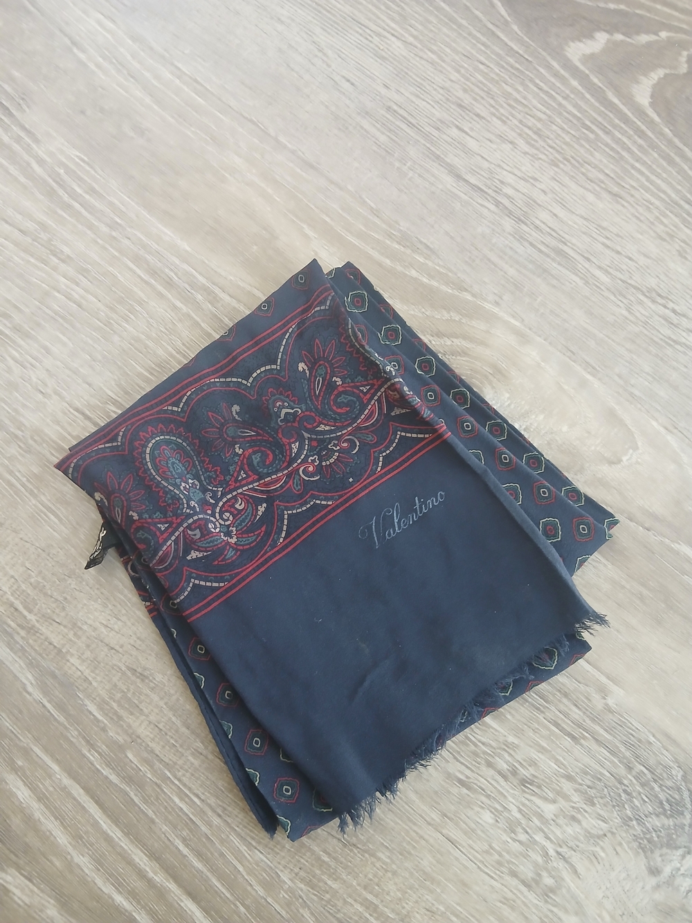 Valentino Men's Navy & Burgundy Patterned Scarf